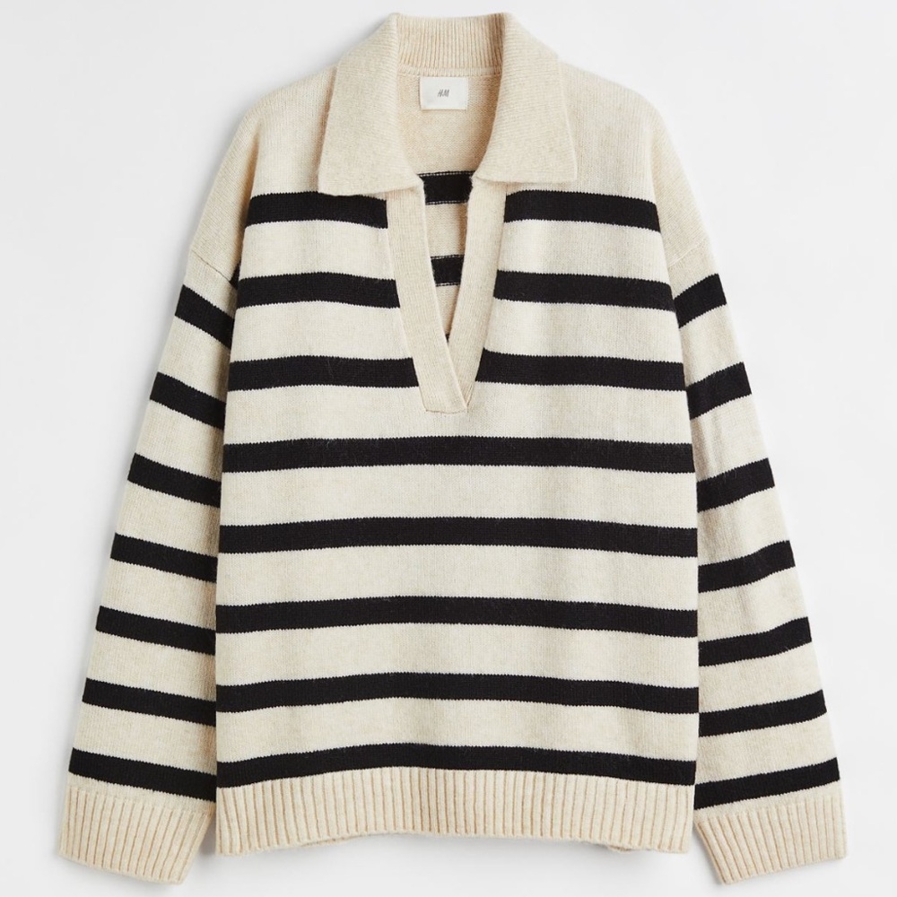 H&M Knit Collared Striped Sweater